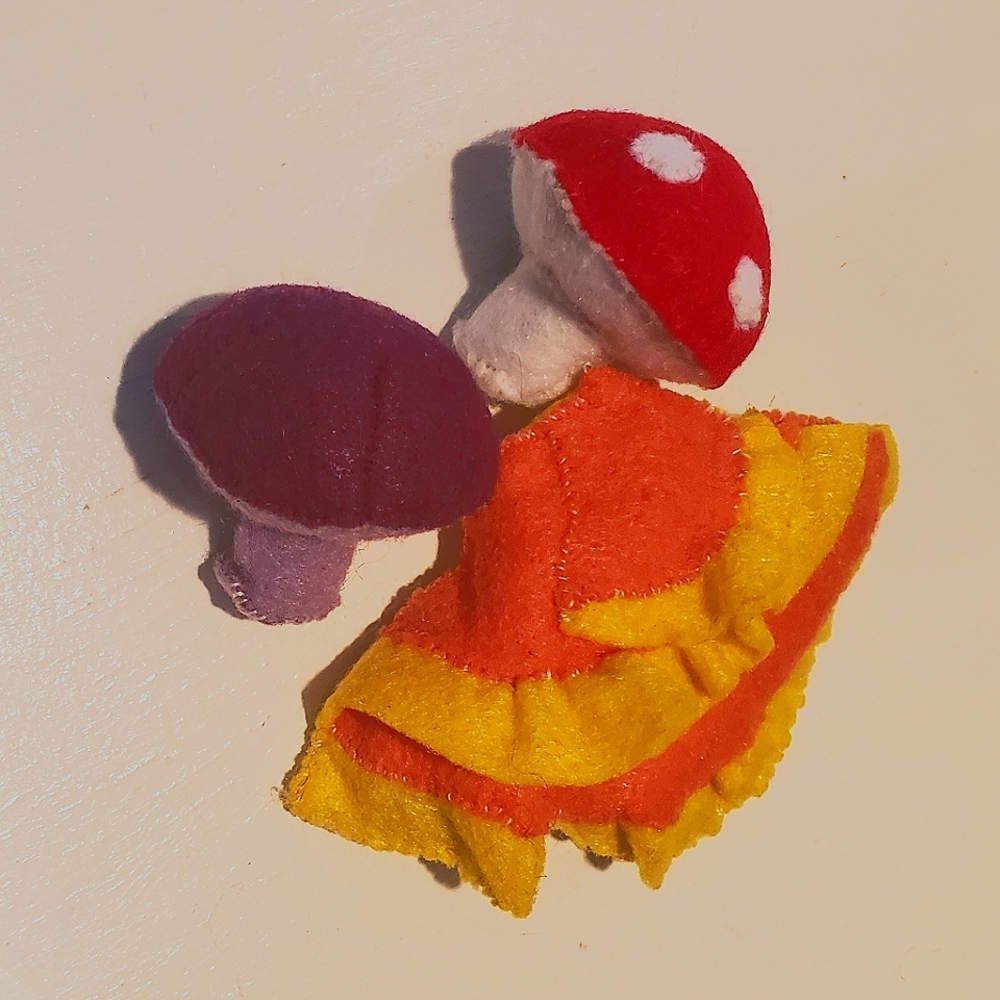 Pack of three handmade catnip cat toy mushrooms.